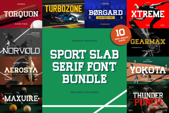 Sport Slab Serif Bundle: Bold Typography for Athletic Branding